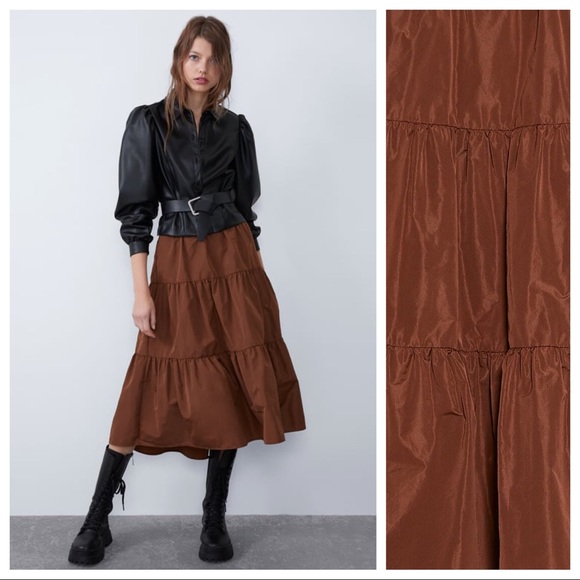 taffeta midi skirt